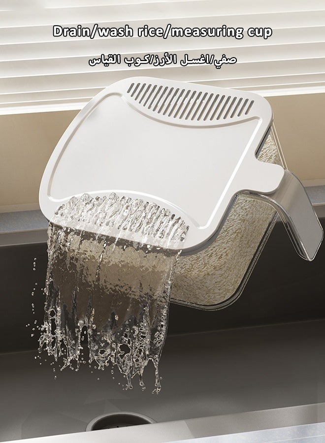 Mishilei Rice Dispenser Rice Storage Box Food Storage Container Grain Storage Compartment Sealed Moisture Proof with Measuring Cup for Home Kitchen Grain, Flour Storage (5KG/10KG) - Image 4